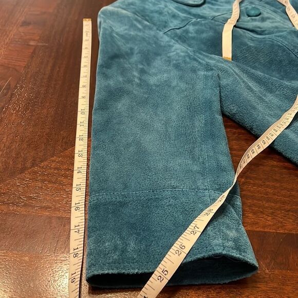Chico’s | Suede Leather Teal Jewel Tone Swing Coat | Size Large (Chico’s 2) - Picture 10 of 12
